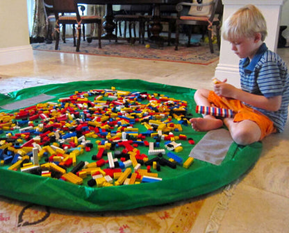 Large Toy and Lego Storage Bag and Playmat Green