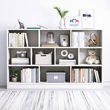 9 Shelf Bookshelf Display Cabinet Bookcase Shelf Organiser White