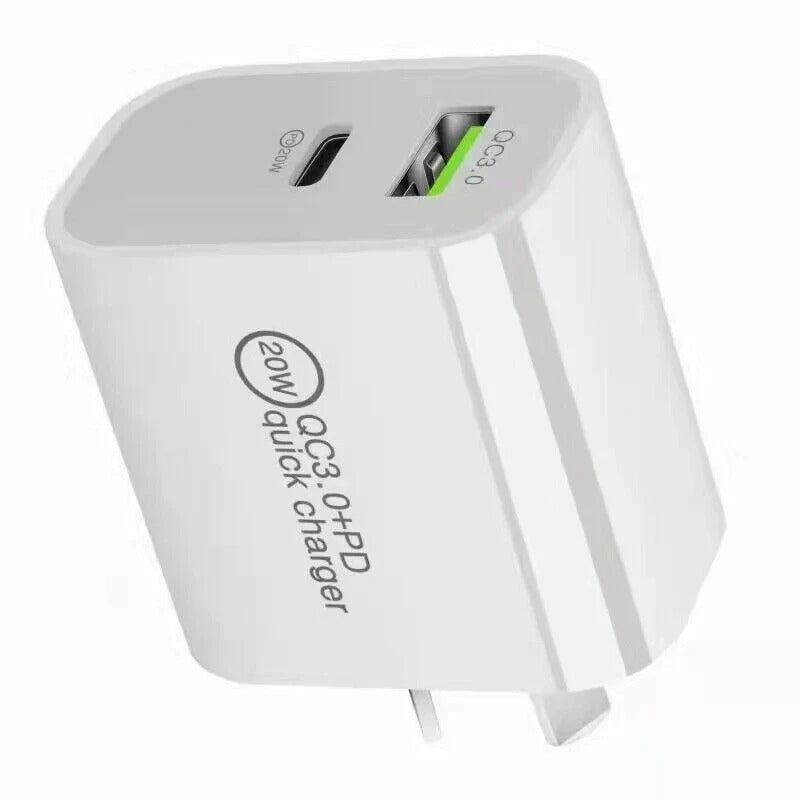 20W Fast Charger USB C PD & USB-A QC Wall Adapter iPhone Android AU Plug