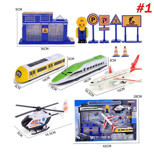 Kids City Transport Toy Set with Car Plane Bus Train Helicopter