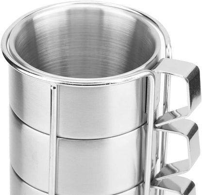 Stainless Steel Camping Cups Set with Stand for Tea Coffee Outdoor Use