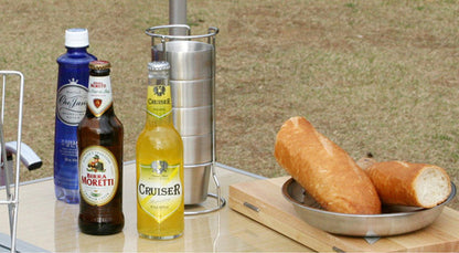 Stainless Steel Camping Cups Set with Stand for Tea Coffee Outdoor Use