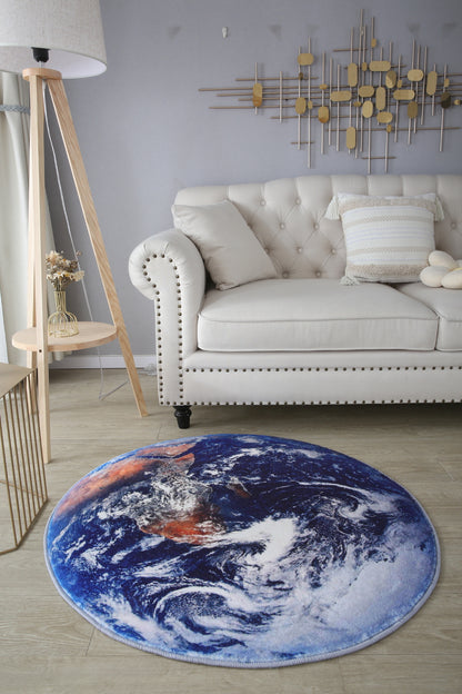 Luxury Plush Comfort Infinity Round Earth Planet World Rug