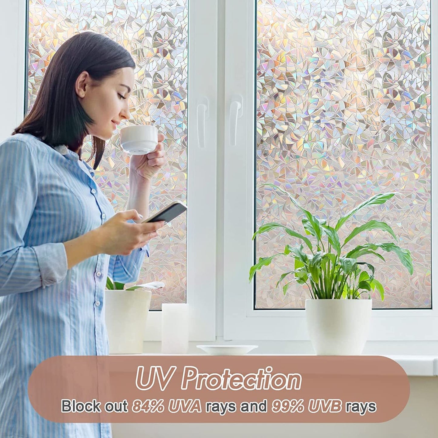 200cm x 45cm Frosted Glass Privacy Window Film Static Cling Vinyl Sticker