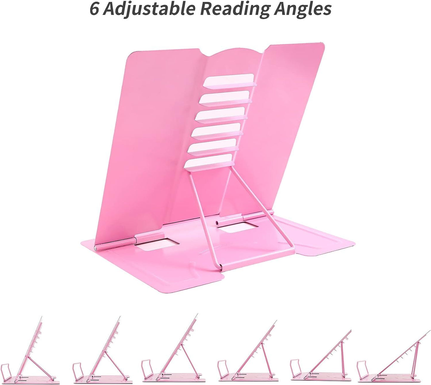 Portable Adjustable Metal Book Stand Reading Rest Pink