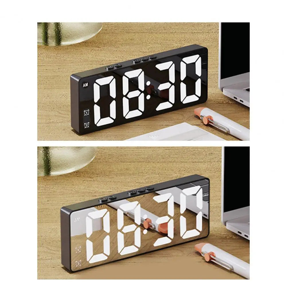 Sleek LED Digital Alarm Clock with Temperature Display and Mirror Finish