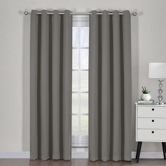 Pack of 2 Triple Layer Blackout Eyelet Curtains for Ultimate Light Control Grey