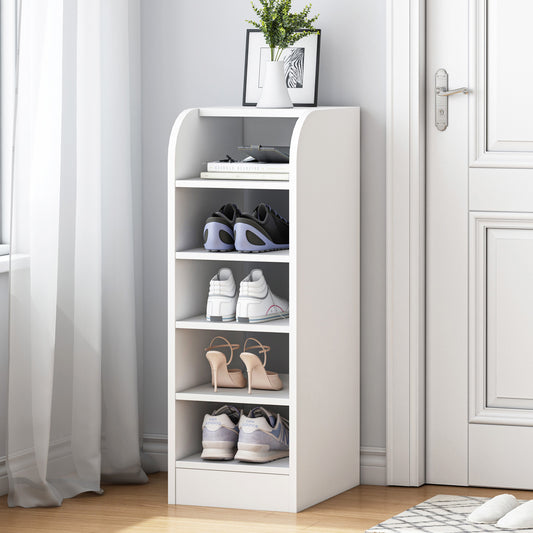 Spacious 6-Tier Wooden Shoe Rack Storage Organizer Cabinet White