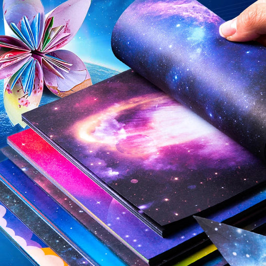 Galaxy Print Origami Paper Set Starry Night Double-Sided Arts Crafts 50 PCS