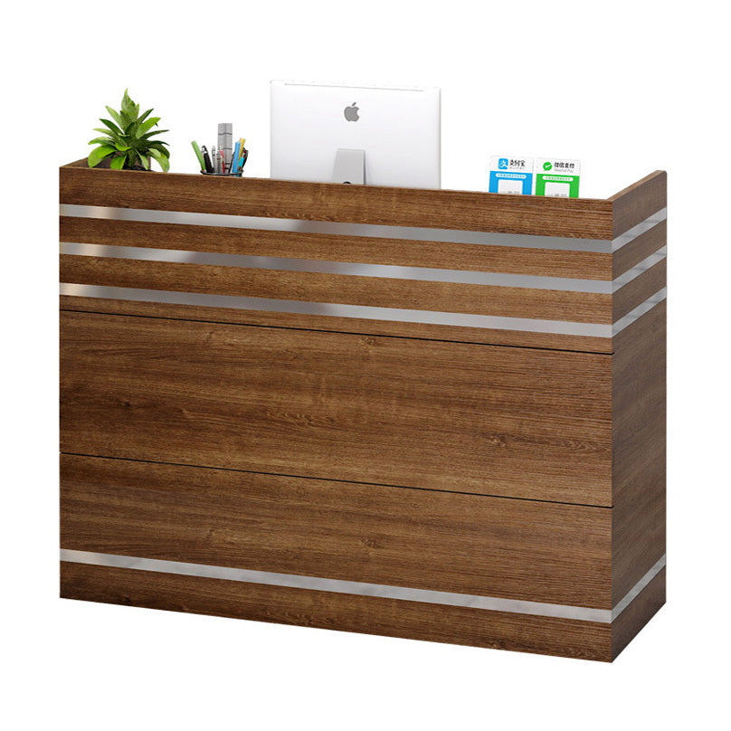 Reception Desk Counter with Shelves Walnut Office Furniture