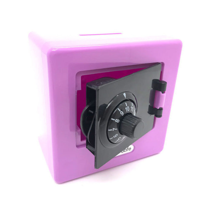 Secure Mini Piggy Bank Safe Deposit Box with Combination Lock Purple