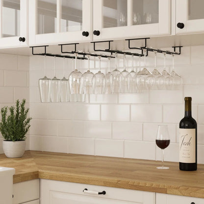 Wine Glass Hanger Rack Under Cabinet Stemware Storage Organizer for Kitchen Bar