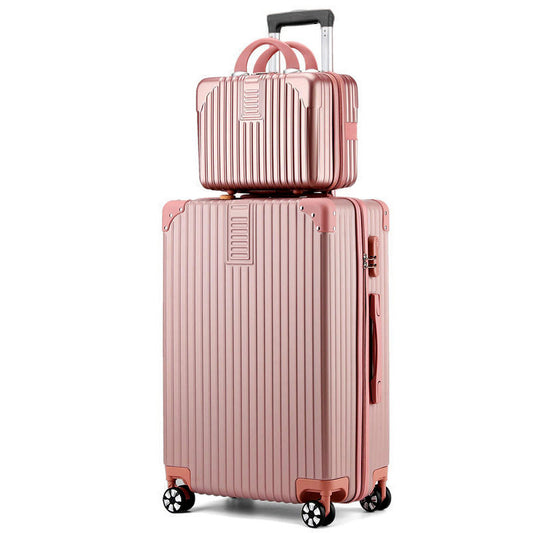 2-Piece Standard Cabin Carry-On Luggage Set Lightweight Travel Suitcase Rose Gold