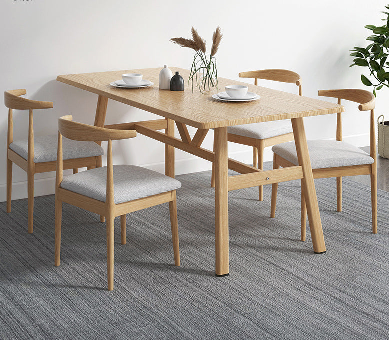 Elegant Oak Wood and Steel Dining Table for Modern Homes