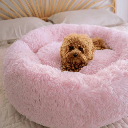 40cm Cozy Plush Soft Fluffy Pet Bed for Dogs and Cats Pink