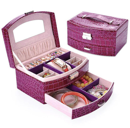 Elegant PU Leather Jewelry Organizer Royal Purple