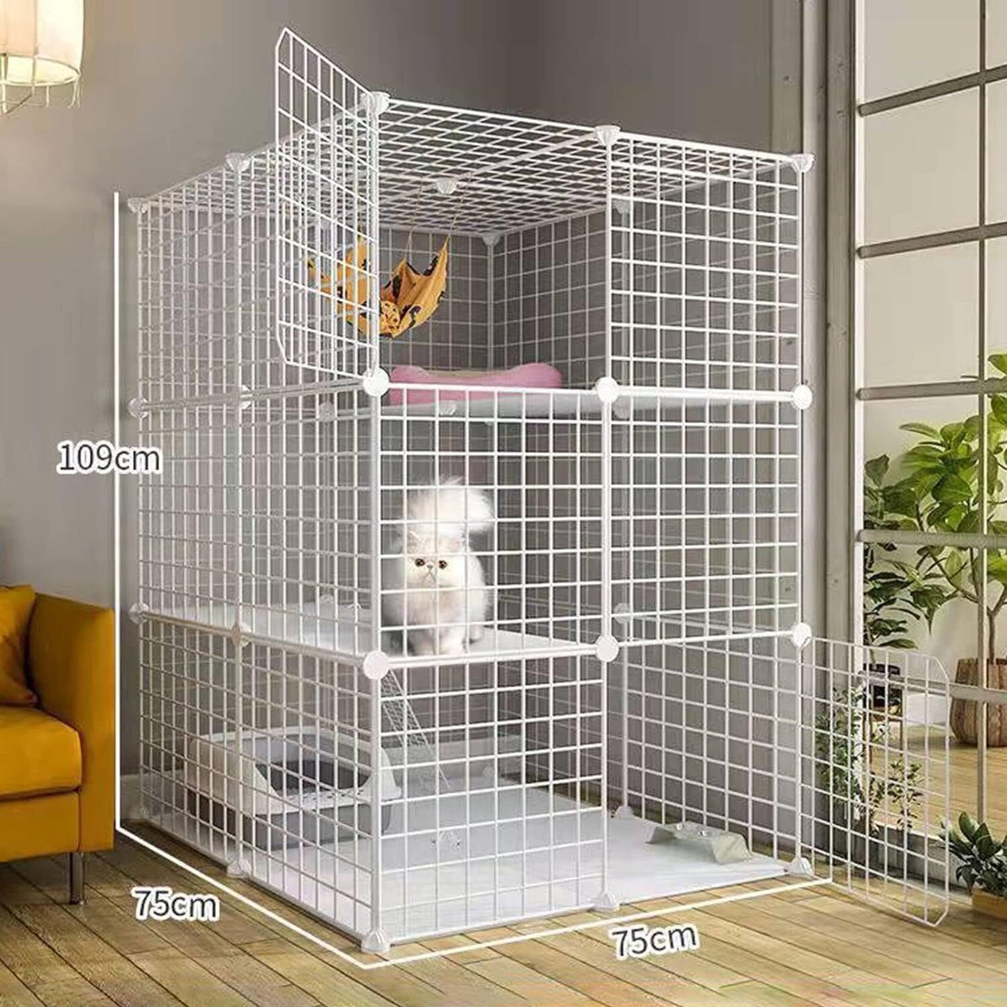 Large Pet Home Cat Cage Metal Wire Kennel Playpen Exercise Crate White