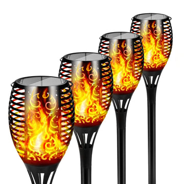 4-Pack Solar Dancing Flame Torch Lights – Safe, Stylish, and Energy-Efficient