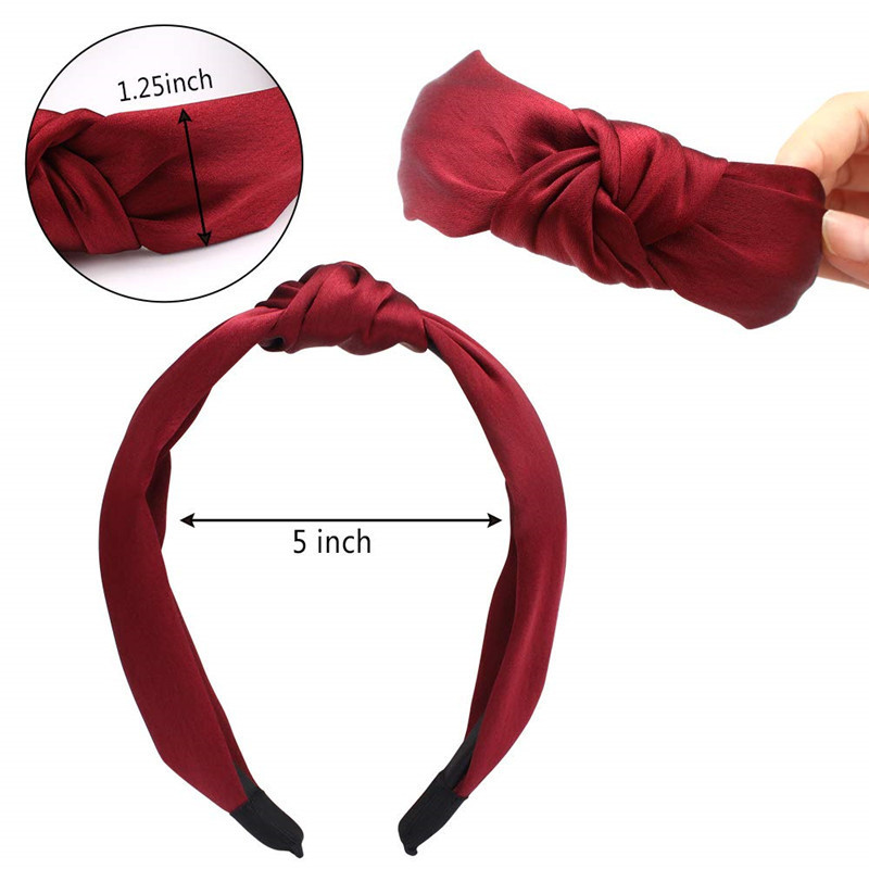 Elegant Twist Knot Satin Bow Headband Hair Accessory Red