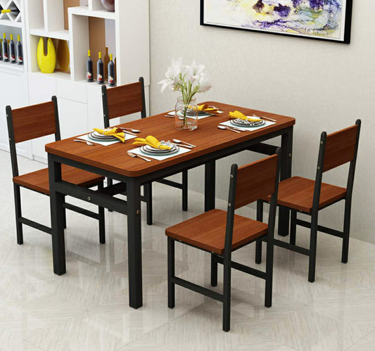 Large Wood and Steel Dining Table Oak Black Modern Design