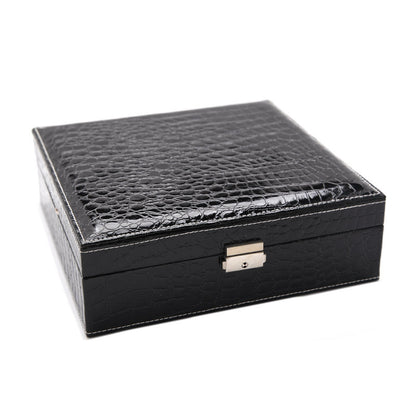 Luxury Crocodile Leather Jewellery Box Organizer Black