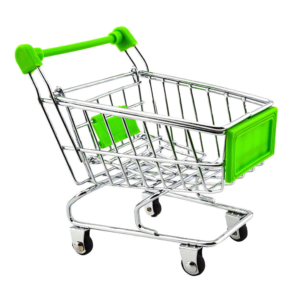 Mini Shopping Cart Toy for Kids Supermarket Trolley Green