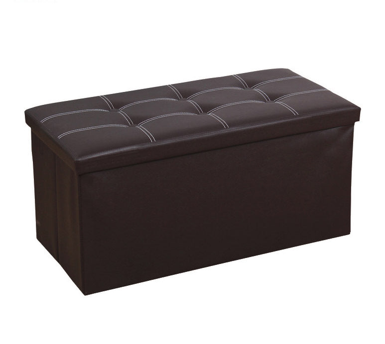 XL Foldable PU Leather Storage Ottoman Dark Brown