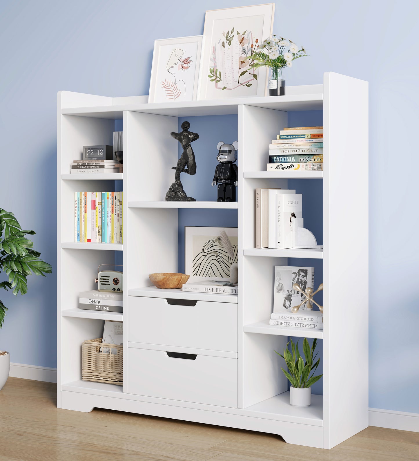 Stylish Wardrobe Cupboard Bookshelf with Drawer White