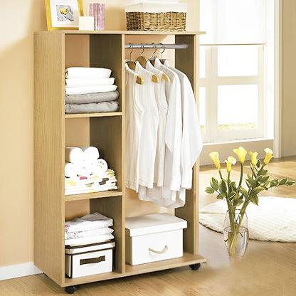 Elegant Wardrobe Shelf Closet Cupboard with Hanging Rack Oak