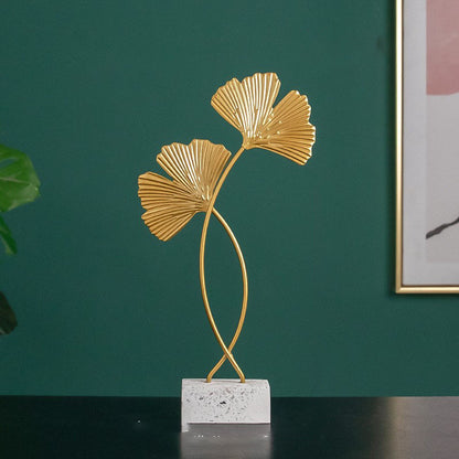 Elegant Ginkgo Leaves Sculpture Home Office Decor