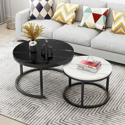 Luxor 2-in-1 Designer Marble Look Nested Coffee Tables