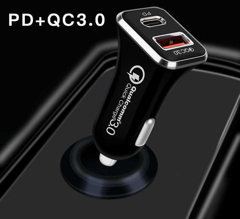 36W Fast USB C Charger PD Quick Charge QC 3.0 Dual Port Car Adapter White