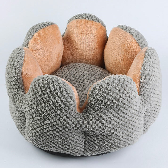 40cm Cactus Flower Pet Bed Cozy Cat Dog Nest Grey