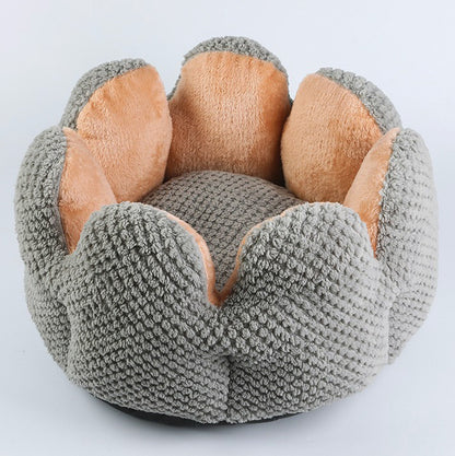 50cm Cozy Cactus Flower Pet Bed for Cats and Dogs Grey