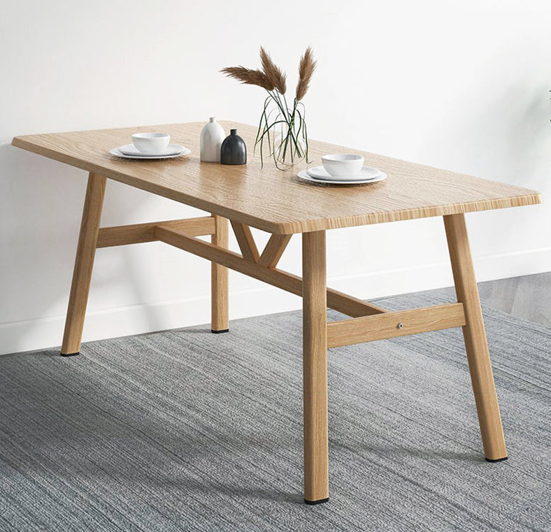 Elegant Oak Wood and Steel Dining Table for Modern Homes