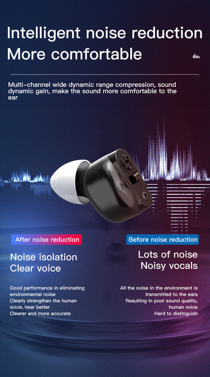 Rechargeable Wireless Hearing Aid with Advanced Noise Canceling Technology