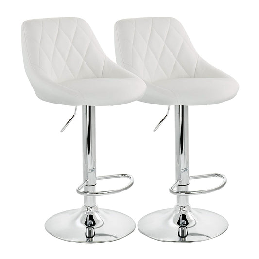 2 Pack Modern High Back Faux Leather Bar Stools White