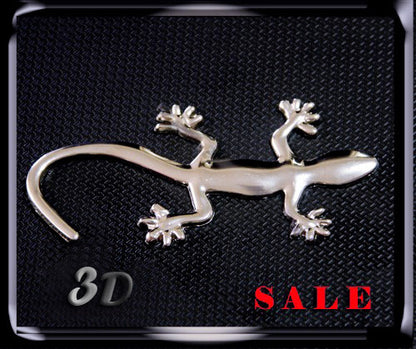 Gecko 3D Chrome Car Emblem Sticker Auto Decal