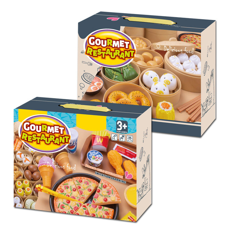 84-Piece Gourmet Restaurant Pretend Play Food Set for Kids