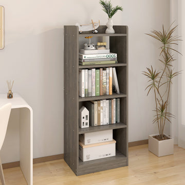 4-Tier Storage Shelf Bookcase Organizer Rustic Grey