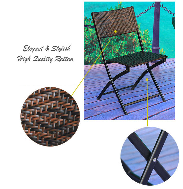 Stylish Rattan Wicker Folding Outdoor Chairs for Patio and Garden