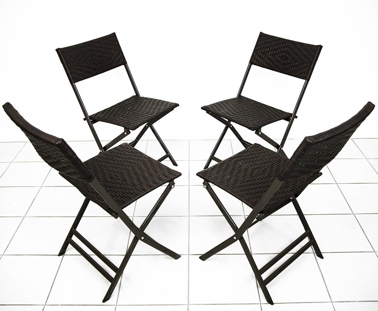 4 Pack Folding Rattan Wicker Outdoor Chairs Patio Furniture