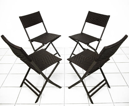 4 Pack Folding Rattan Wicker Outdoor Chairs Patio Furniture