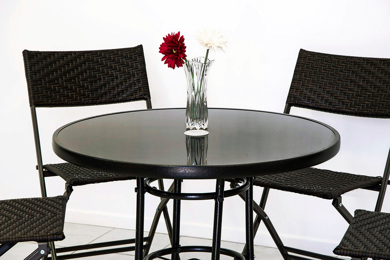 Stylish Rattan Outdoor Furniture Set with Round Table