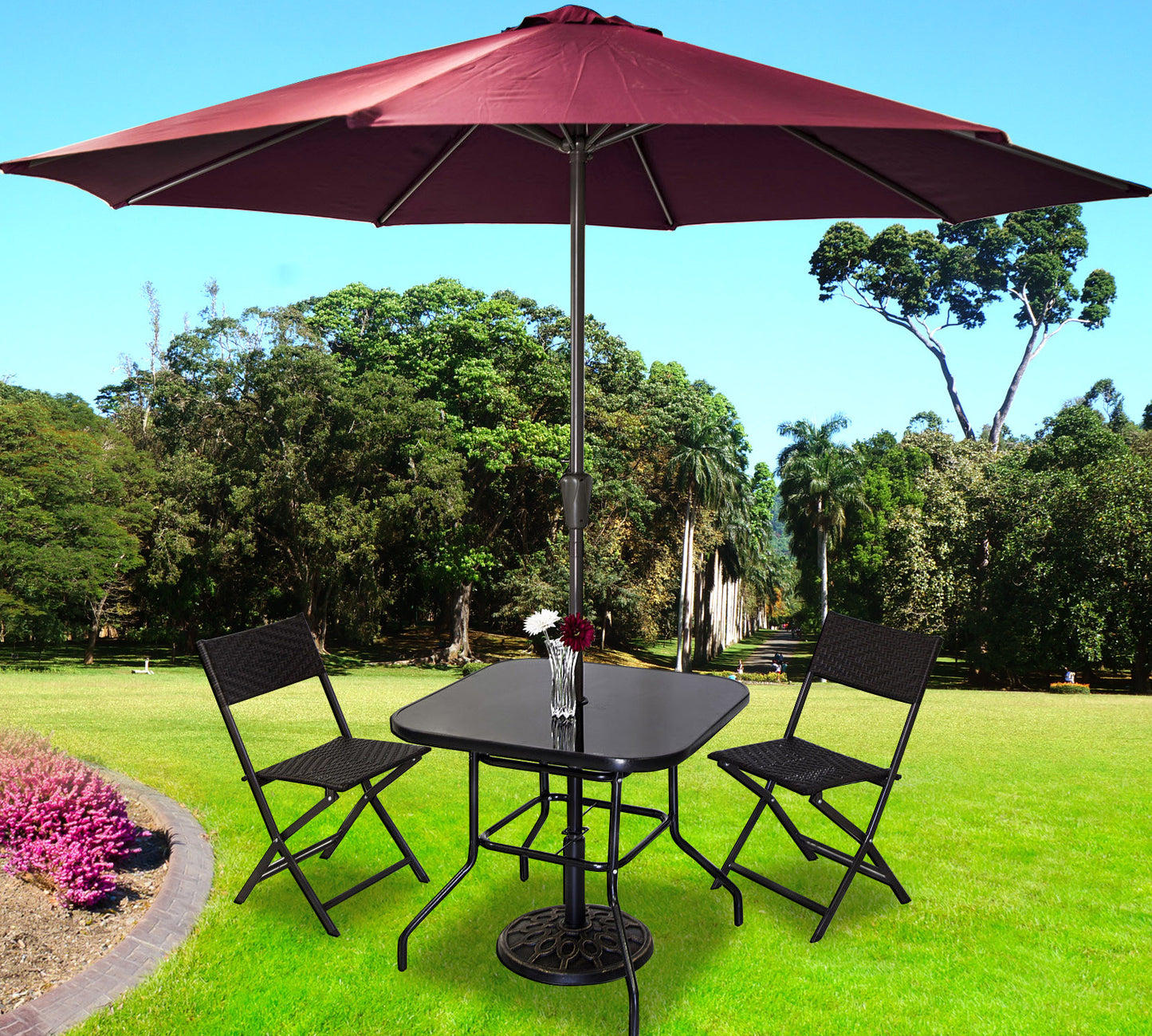 Stylish Rattan Outdoor Furniture Set with Round Table