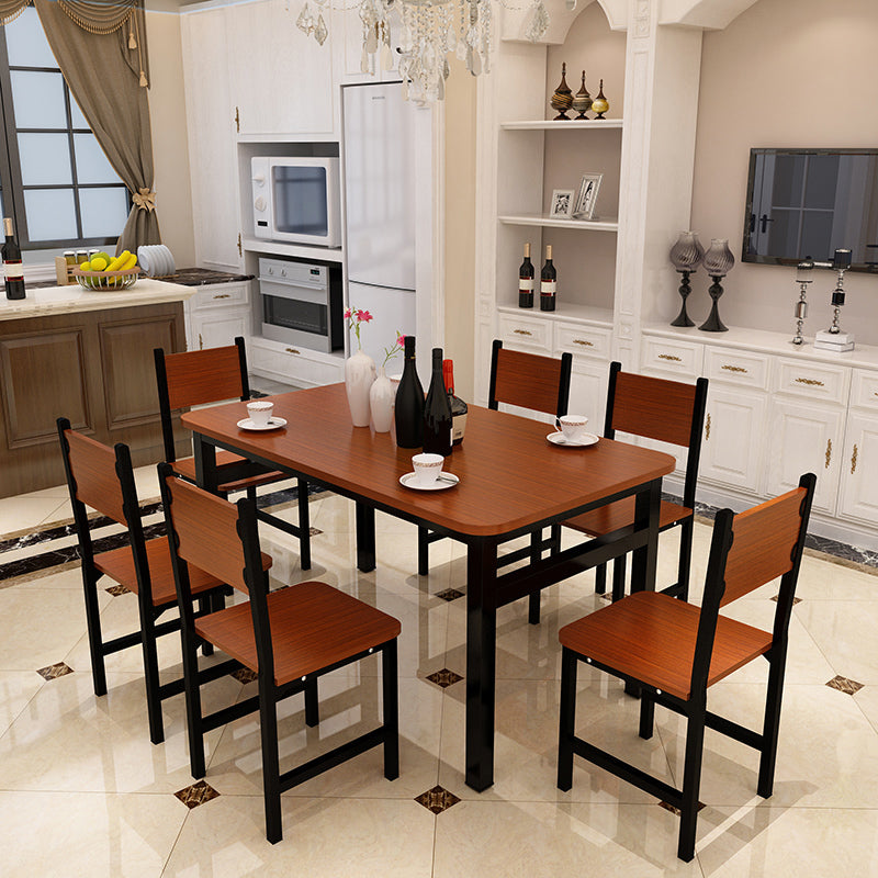 4 Piece Set Modern Wood Steel Dining Chairs Oak Black