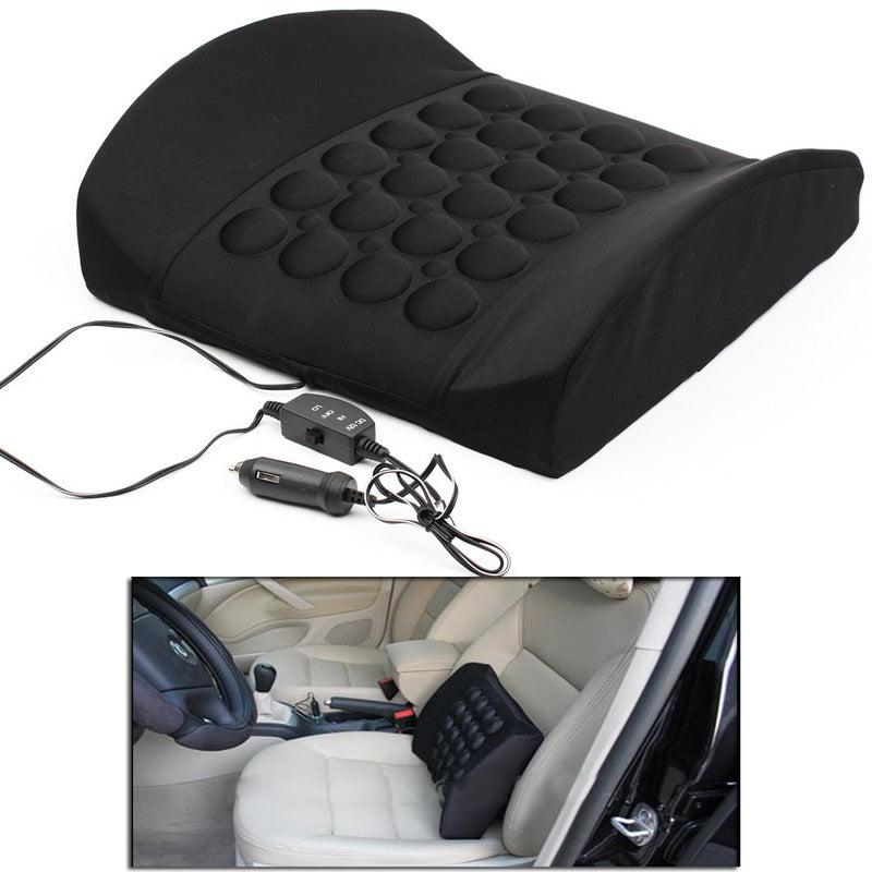 Electric Car Back Massage Cushion Turbo Vibration 12V Black