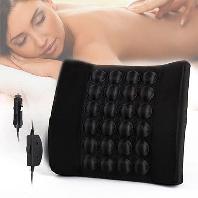 Electric Car Back Massage Cushion Turbo Vibration 12V Black