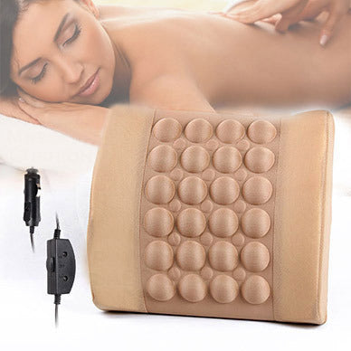 Electric Car Back Massage Cushion Turbo Vibration 12V Beige