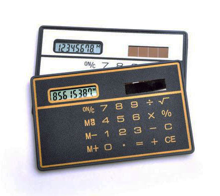 Pocket Size Solar Power Calculator Black and Silver for Wallet or Purse